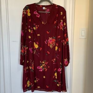 Old Navy long sleeve maroon chiffon dress